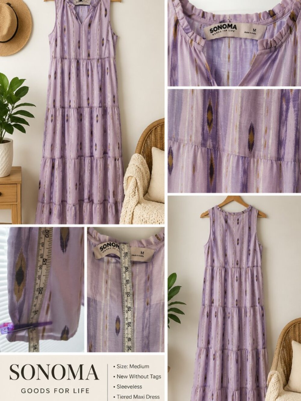 Sonoma Lavender Printed Maxi Dress Size M - Picture 2 of 3